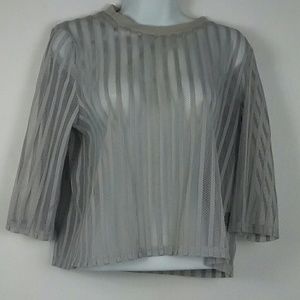 Forever 21 Gray sheer striped top size M